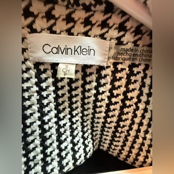 Calvin Klein Open Front Black & White Houndstooth Jacket. Size Small. EUC - Picture 2 of 11